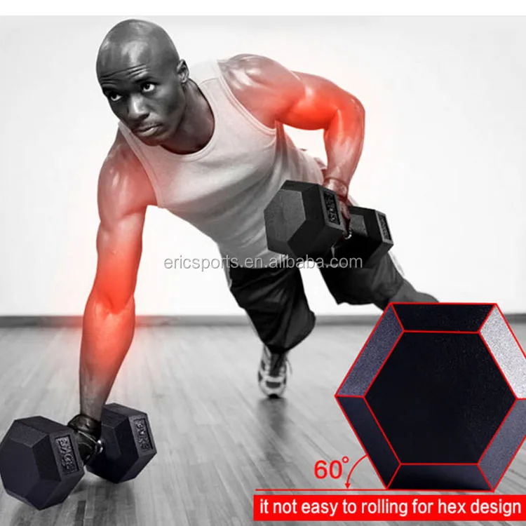 15kg Rubber Coated Hex Dumbbell