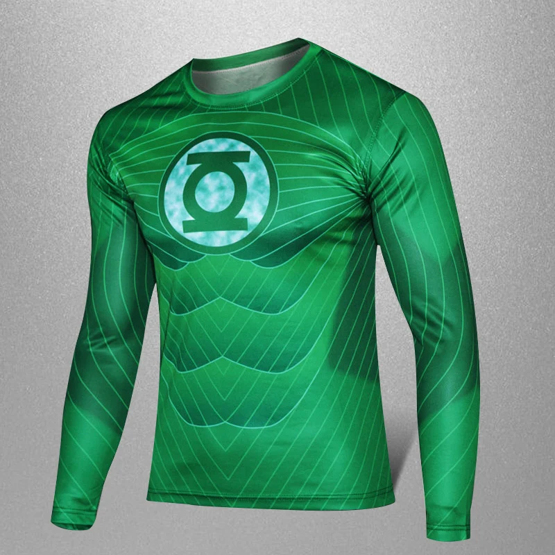 
2015 Men Long Sleeve T-shirt 3D Superhero Printing Tops Sport Tees N10-43 