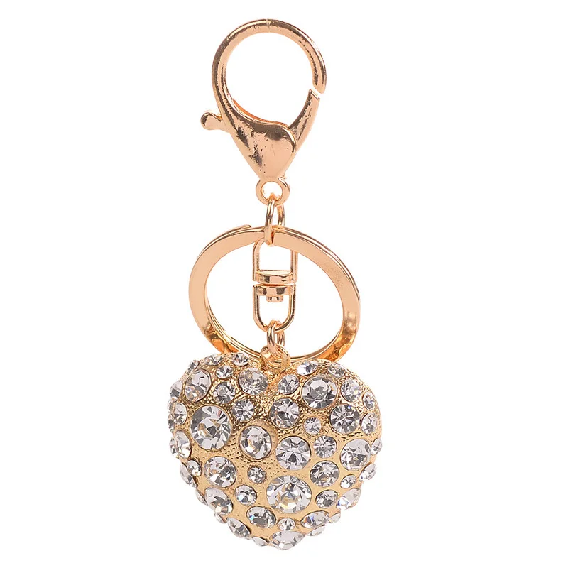 Модный брелок для сумки в форме сердца с металлическими стразами на День святого Валентина