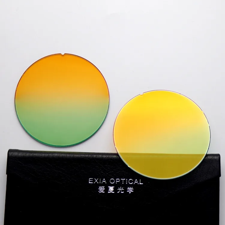 EXIA A47 Flash Mirror Lenses Orange Gradient Green 75mm Sunglasses Lenses Flat Base 0 UVA