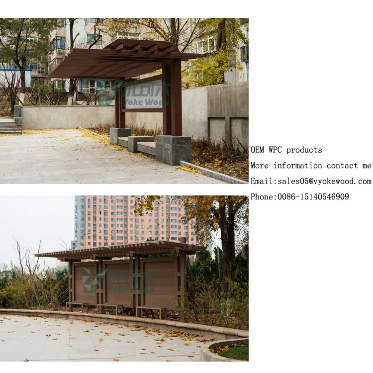 China Factory OEM Terrasse Outdoor Gazebo Pergolas WPC Wood Plastic Composite Pergola