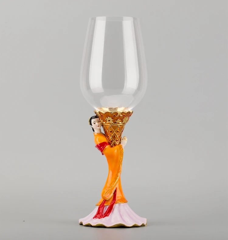 
High quality decoration Chinese four beauty acrylic champagne red wine glass 