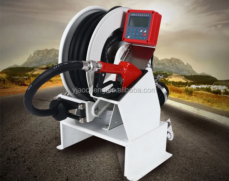 DC Mini Fuel Dispenser Hose Reel / Diesel Hose Reel with OGM Flow Meter