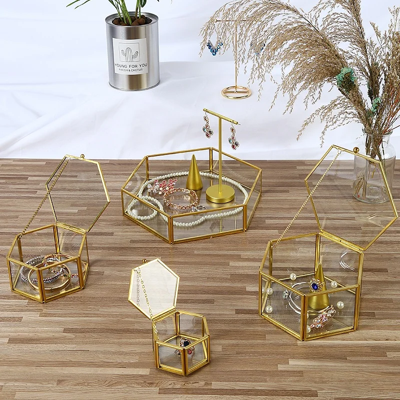 DIGU европейские коробки для ювелирных изделий в стиле ретро сделанные на заказ откидные зеркальные стеклянные хранения