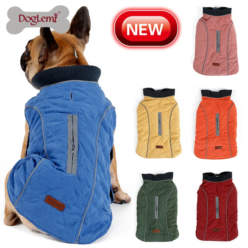 Hot selling luxury clothes Retro Design Bulk Big Dog Clothes Jacket Coat Quilted Reflective Pet Dog Cloth dog jacket