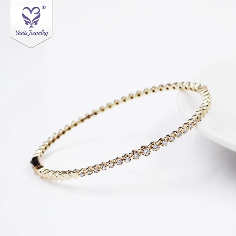 Yadis luxury jewelry 10k gold filled moissanite diamond bangle fine jewelry bracelets