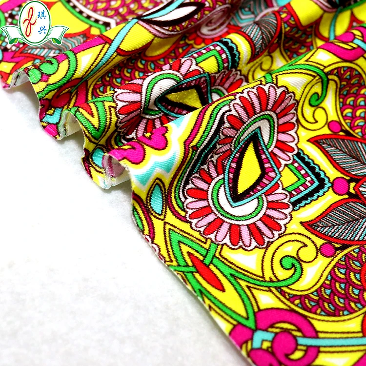 Shiny Microfiber Nylon Lycra 4 Way Stretch Retro African Printed Bikini Fabric