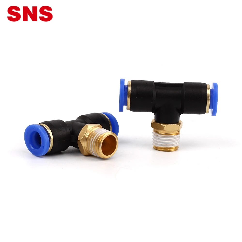 SNS Series pneumatic one touch T type fitting three way joint male branch tee plastic quick fitting air hose tube tconnecto
