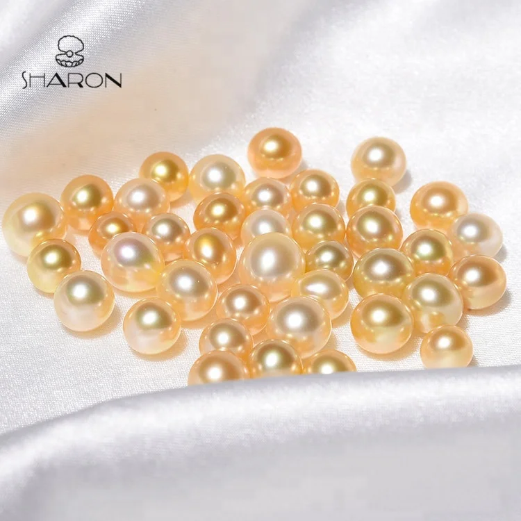 
Shiny Wholesale 8-11mm AA+ Round Golden Loose South Sea Saltwater Bulk The Bead Pearl 