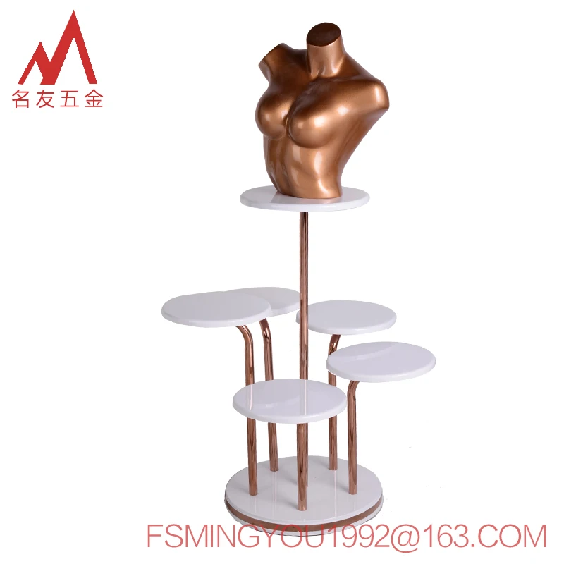 New design universal portable round wood grain 6 tiers display table in supermarket