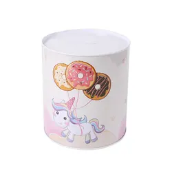 TOPSTHINK Unicorn metal cash money box cylinder large 13.5*15 cm money saving box for kid