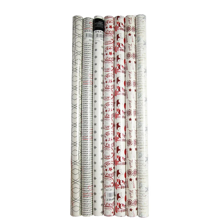 custom printed white kraft paper roll for gift wrap white ribbed style 70X200CM, packing paper