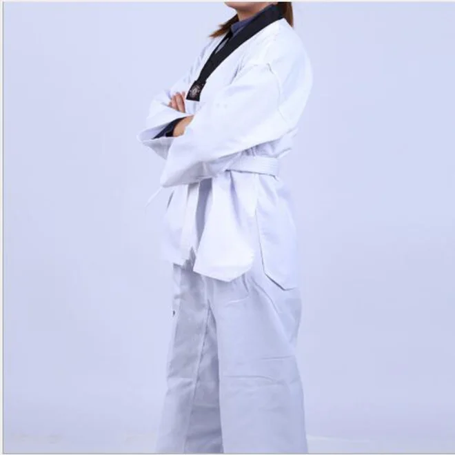 Оптовая продажа, одежда для тхэквондо, белая униформа с V-образным вырезом