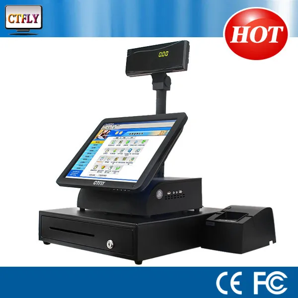 New 15 inch all in one touch screen cash register with card reader