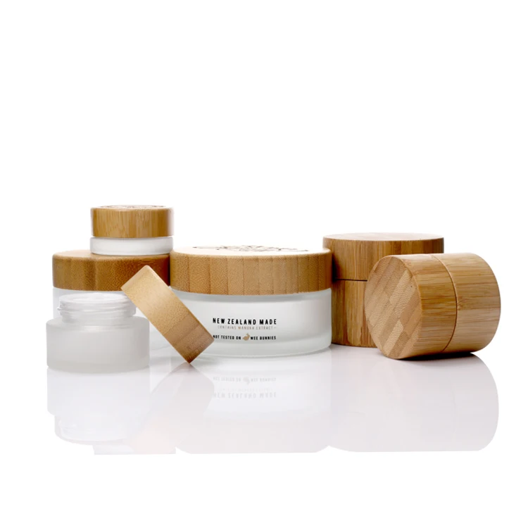 luxury 10g 15g 20g 30g 50g high end cosmetic packaging bamboo bottle bamboo jar set with bamboo lid
