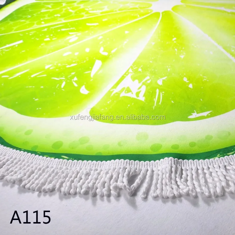 
Promotional Summer Fruit print Colorful 100% cotton Round Beach Towels 