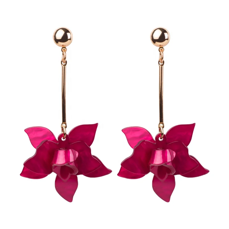 High Quality Best Price Vintage Cloud Effect Simple Flower Shape Tassel Resin Earring Resin Jewelry