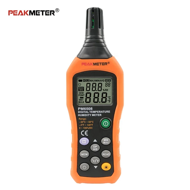 Peakmeter PM6508 Заводская цена высокая точность цифровой окружающего воздуха температура термометр измеритель влажности гигрометр точка