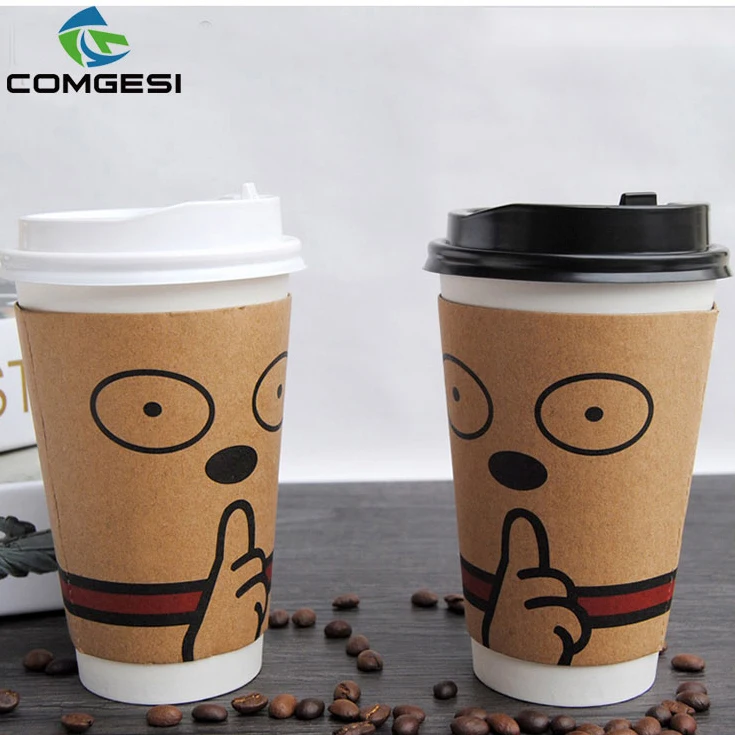 Take Away Disposable Single Double Wall Logo Printing Paper Cups For Fresh Drink Coffee Soup Hot Porridge