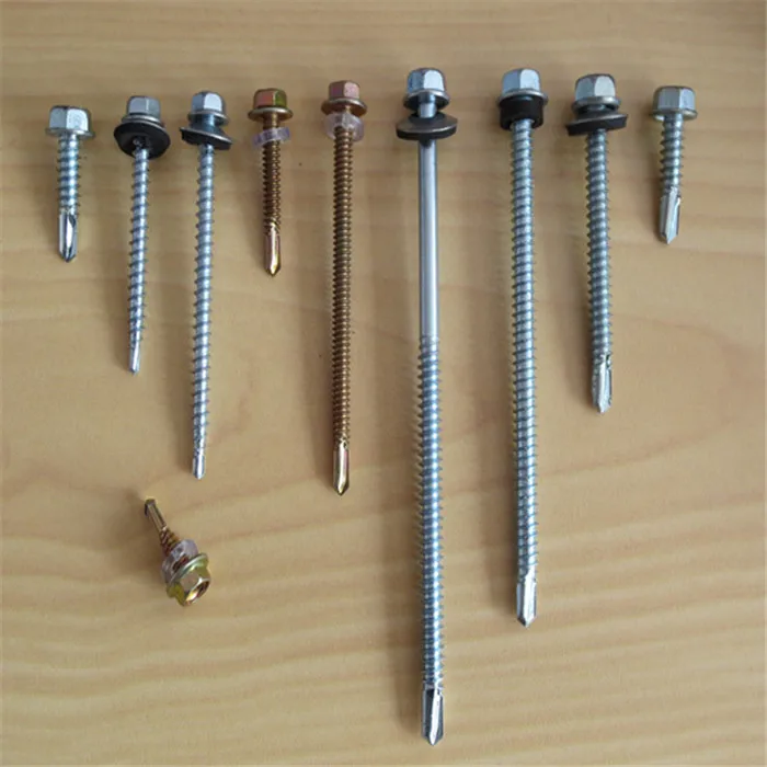 Zinc self drilling screw Hex head  with EPDM washer low price