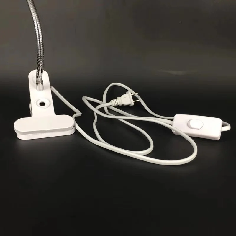 Direct Recharge EU Plug Flexible Clip-on LED Light Socket with Switch E27 Lamp Holder Plastic Book Reading Night Lamp