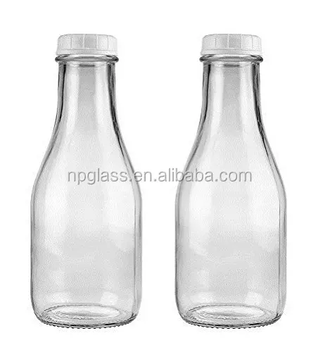 Прозрачные стеклянные бутылки для молока объемом 32 унции с белыми защелками