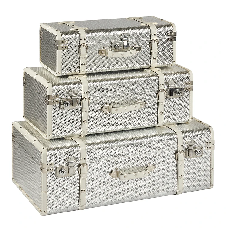 Newest PU leather vintage unique travel luggage trunks set