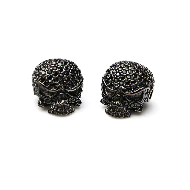 Newest unique brass CZ micro pave connector custom for jewelry making brass pave bead skull beads zircon metal beads