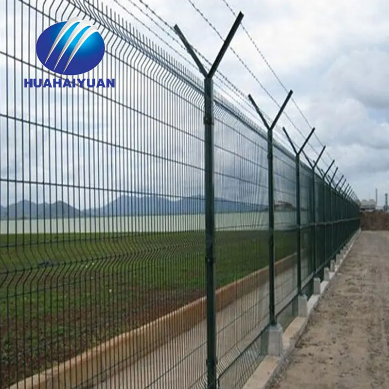 Ограждение для аэропорта с ПВХ покрытием, защита от взлома с колючей проволокой, ограждение для аэропорта, безопасное сварное сетчатое ограждение