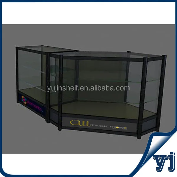 Titanium Alloy Glass showcase Kiosk Design/ Jewelry Kiosk showcase Used in Shopping Malls