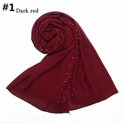 Wholesale crinkle chiffon hijab with pearls pleated chiffon scarf