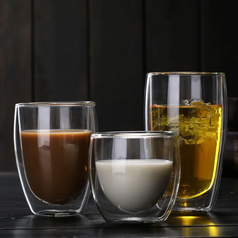 
Yafu glassware 250ml 350ml 450ml Double wall borosilicate glass thermos cup handmade with glass lid 