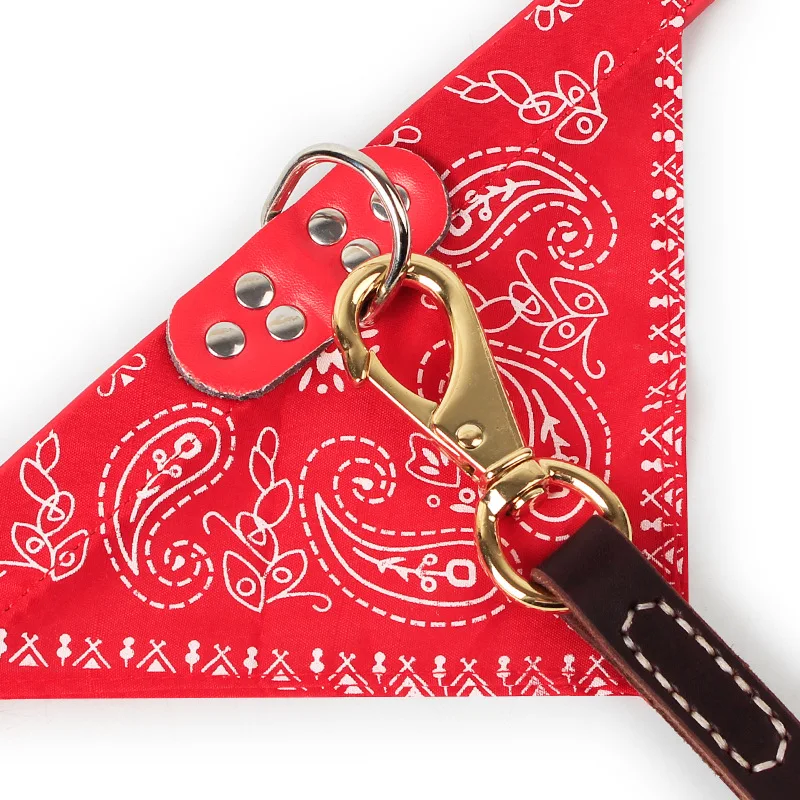 Fashion Printed Adjustable Cats Necktie Cord Pet Triangular Scarf Saliva Pu Leather Dog Bandana Collar