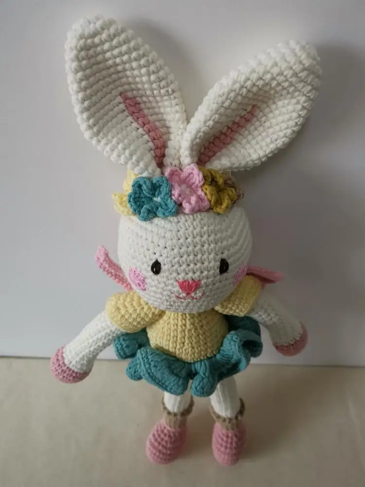 2019 Amazon Top Selling 100% Handmade Crochet Bunny Toys Baby Crochet Amigurumi Accompany Gifts Toy in 40cm Height HB-007