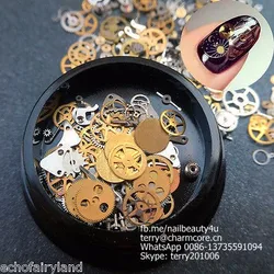 Wholesale Time gear Steam punk 3D nail art decoration accessories / Machine Style Nail Design clocks Steam nails accessories