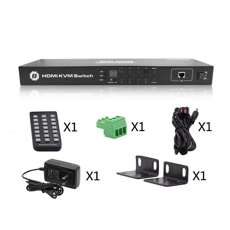 Modern Classic 4K 8 Port HDMI KVM Switch with USB2.0 RS232