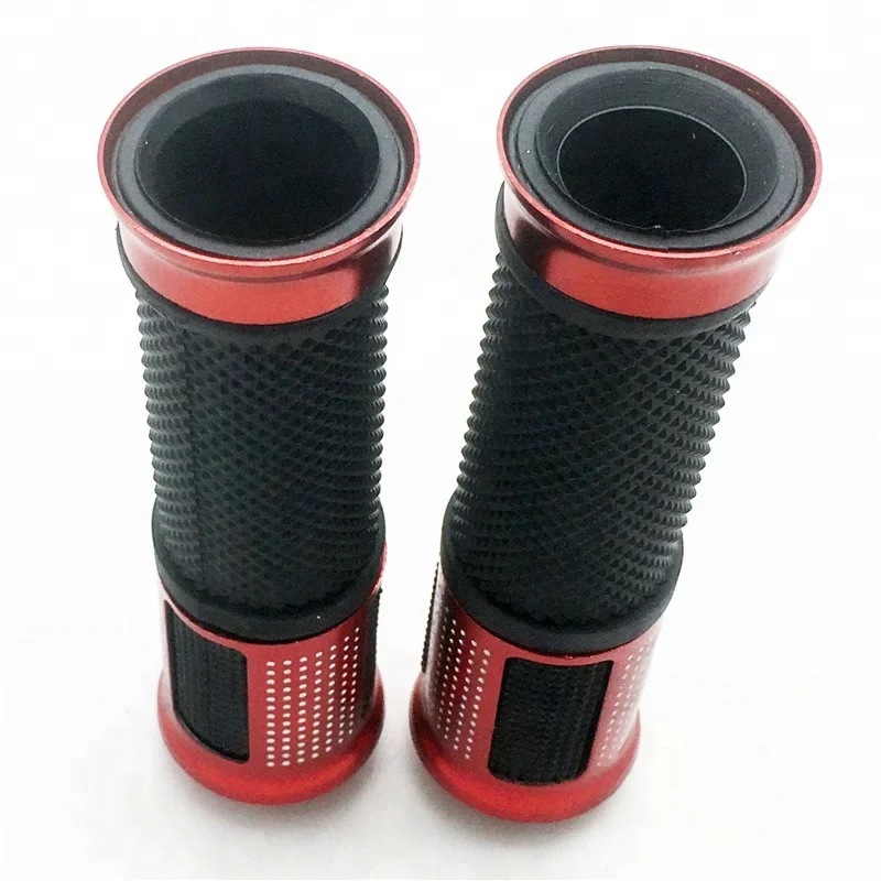 Motorcycle Handlebar Grips 7/8 22mm Black Red Anodised Bar End Weights Motorbike
