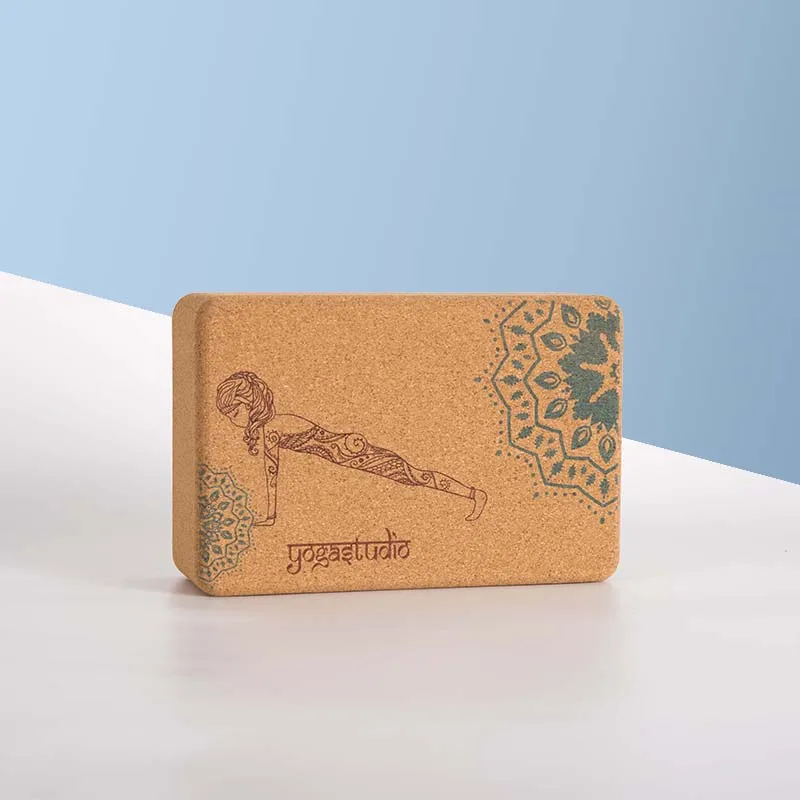 BSCI factory yoga block natrual eco friendly custom print wooden cork yoga block cork non toxic organic recycled