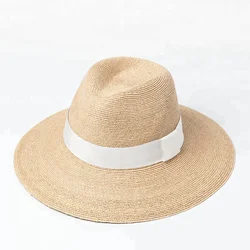 Fancy Hand Weave Fine Raffia Straw Braid Fedora Hat for Summer Vacation Dress