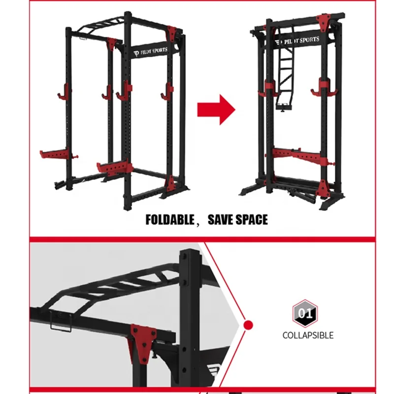 Gym equipment Pilot Sports Fitness Adjustable Folding Power Rack Cage