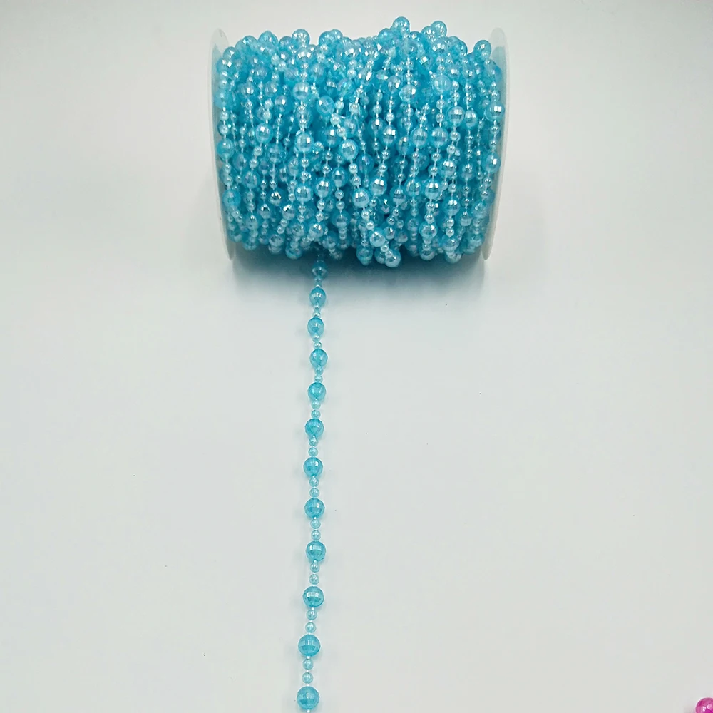  20M / Roll 8+4mm Round String Beads Chain Acrylic Craft Wedding Bridal