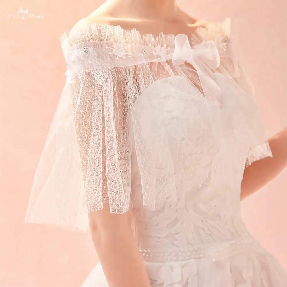 
LZP286 Real Pictures Yiaibridal Wedding Accessories Off Shoulder Short Bridal Bolero Woman Ivory Wedding Shawl 