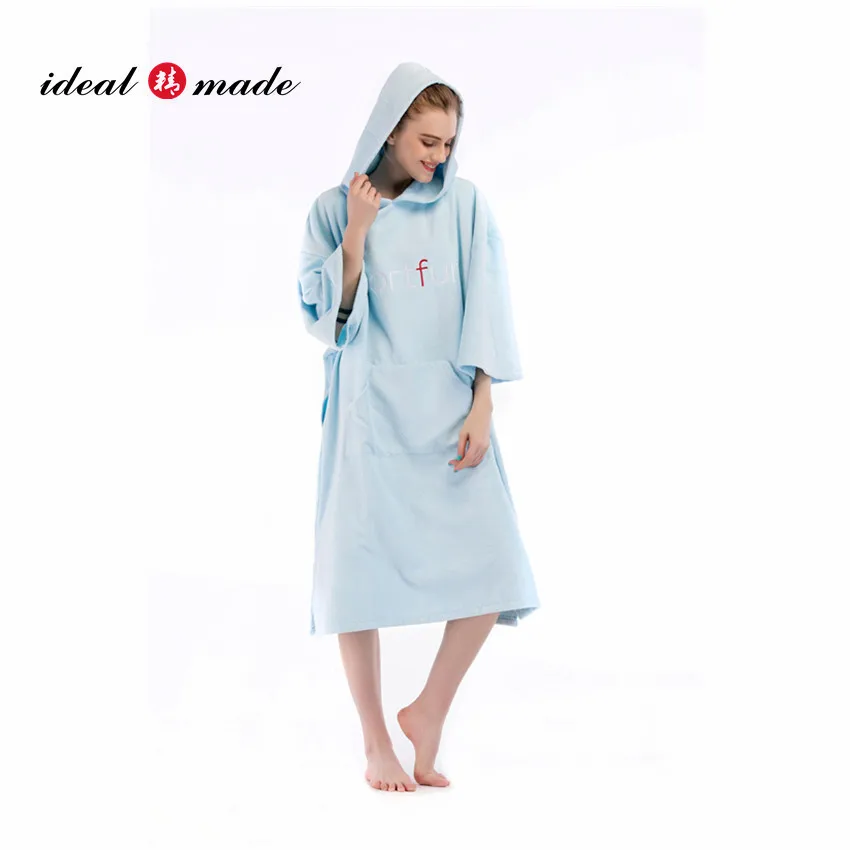 
Индивидуальное полотенце с вышитым логотипом, взрослое пляжное пончо с капюшоном 