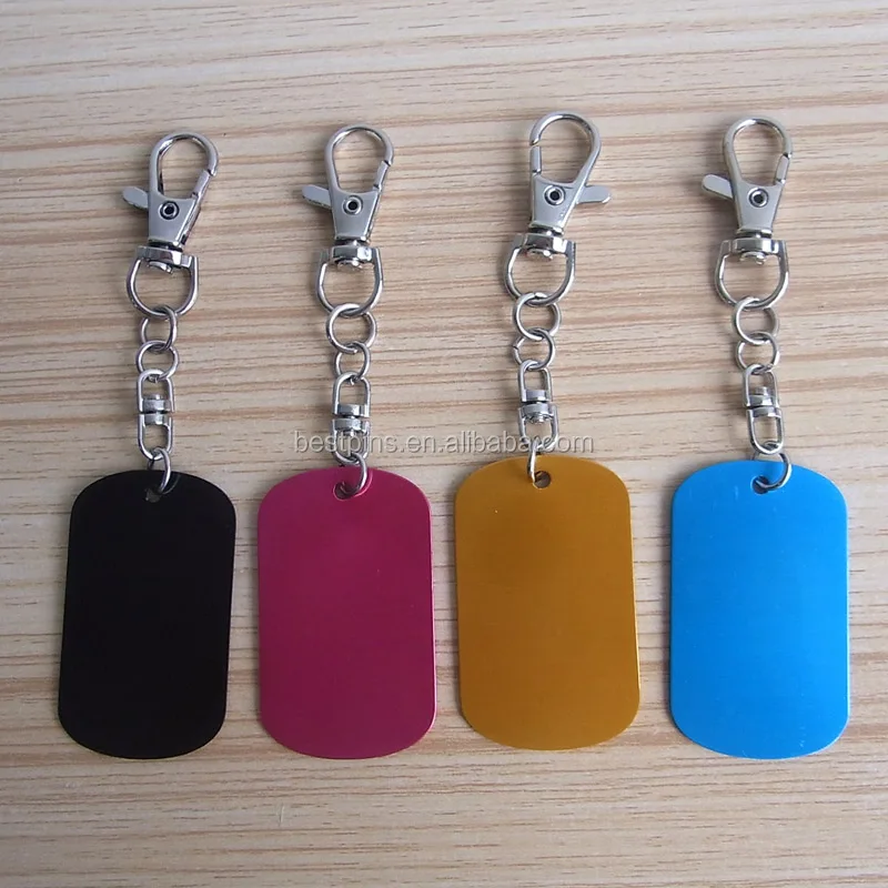 blank anodized aluminum metal dog tag keychain