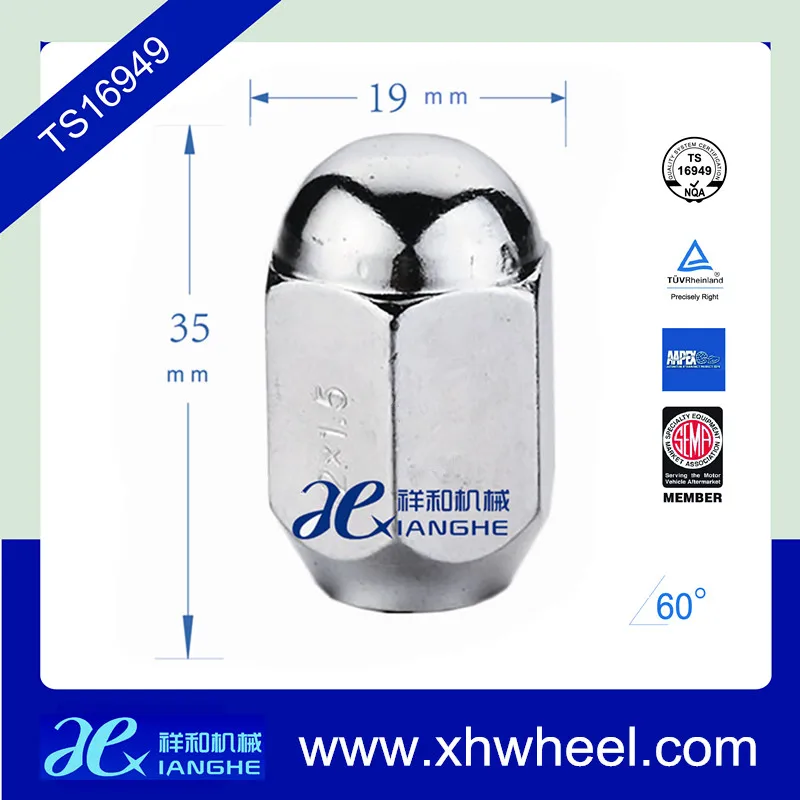 M12x1.5 chrome universal closed alloy wheels with cap nut