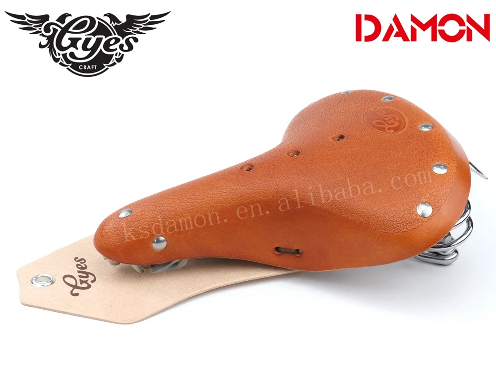 Gyes GS-08 Cow Leather Retro Saddle Cool Road Bicycle City Bike Seat Hand Made