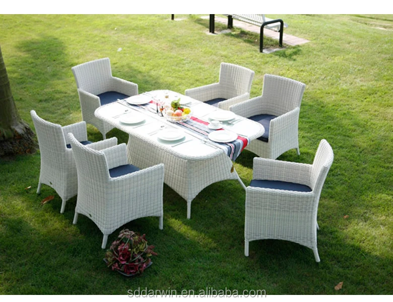 Вилла набор для столовой 6-местный стул из ротанга и обеденный стол открытого отеля парка или сада патио мебель