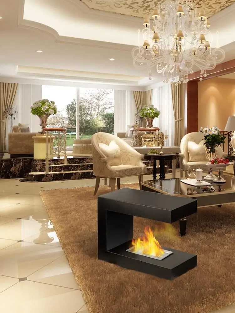 2023 trendy design modern style ethanol fireplace for indoor heating and home decoration