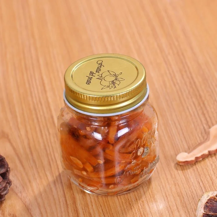
Round Shape Clear Carved Storage Glass Honey Jar Mason Jar With with screw top lid 