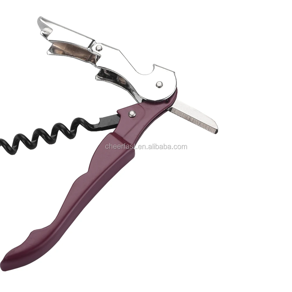 Ergonomic Design 3 in 1 Wine Bottle Cork Screw Opener Black Color Double Hinge Stainless Steel Red Wine Waiters Corkscrew